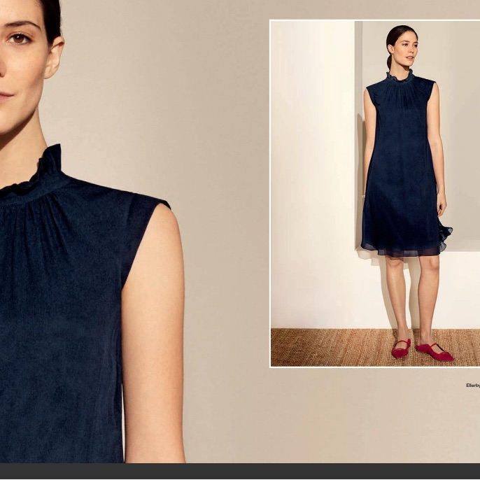 Ellerby Dress Navy Crinkle Georgette - Elegant Navy Sleeveless Dress